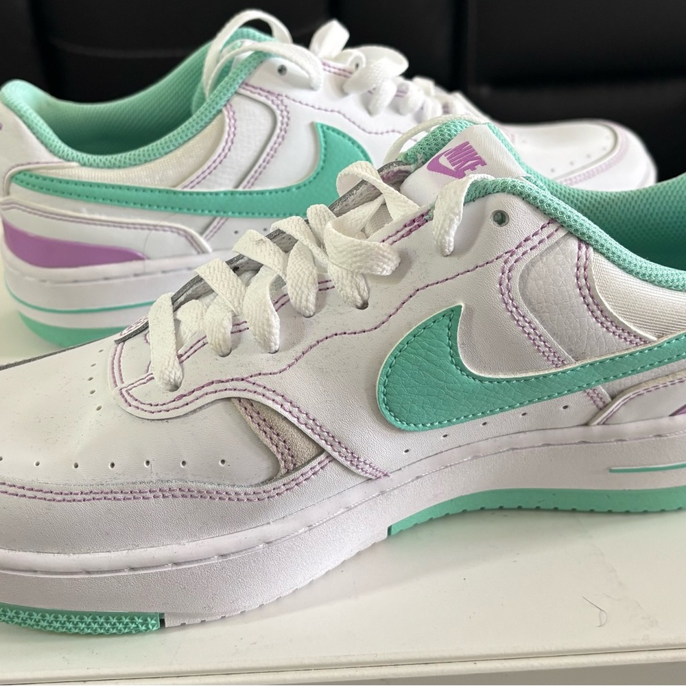 Nike White and Teal Sneakers with Lavender Accents